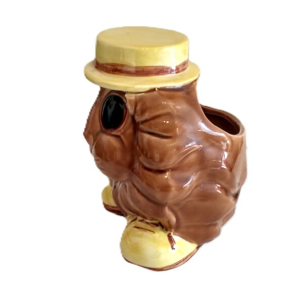 Vintage 1960's Relpo Ceramic Lion Planter-Big Eyes-Yellow Hat/Shoes-6901-Japan - Picture 4 of 10